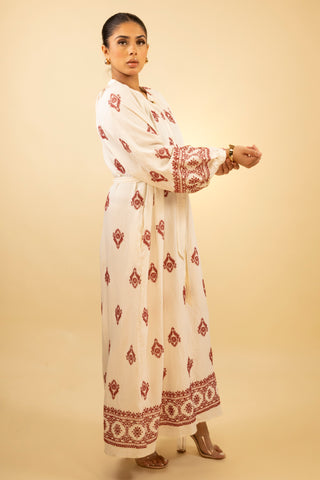 The Beige/Red Rosielle Dress