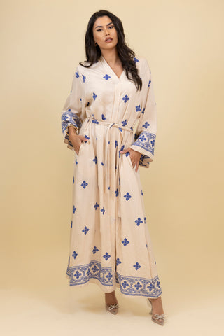 The Beige/Blue Florielle Dress