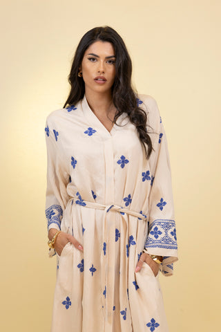 The Beige/Blue Florielle Dress