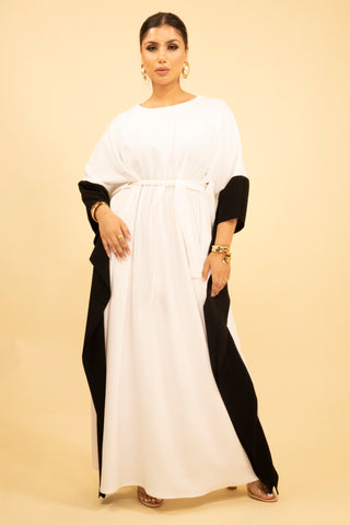 The White/Black Pearlwood Kaftan
