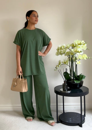 The Khaki Ribbed Set