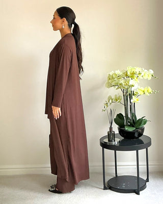 The Brown Ribbed Long Set