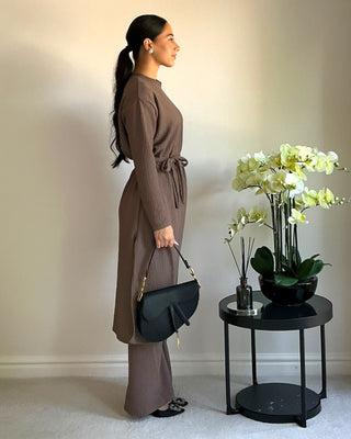 The Light Brown Willow Weave Long Set