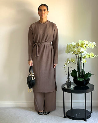 The Light Brown Willow Weave Long Set