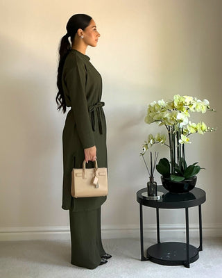 The Khaki Willow Weave Long Set