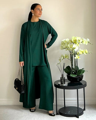 The Green Ribbed Long Set