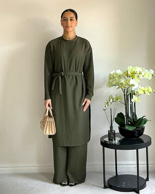 The Khaki Willow Weave Long Set